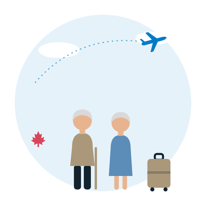 Senior couple visiting family in Canada